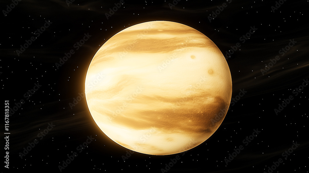 Venus, the second planet from the Sun, glowing brightly against the vast expanse of space, symbolizing the beauty and mystery of celestial bodies.