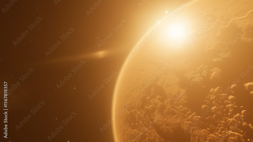 Venus, the second planet from the Sun, glowing brightly against the vast expanse of space, symbolizing the beauty and mystery of celestial bodies.