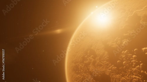 Obraz na płótnie Venus, the second planet from the Sun, glowing brightly against the vast expanse of space, symbolizing the beauty and mystery of celestial bodies. w salonie