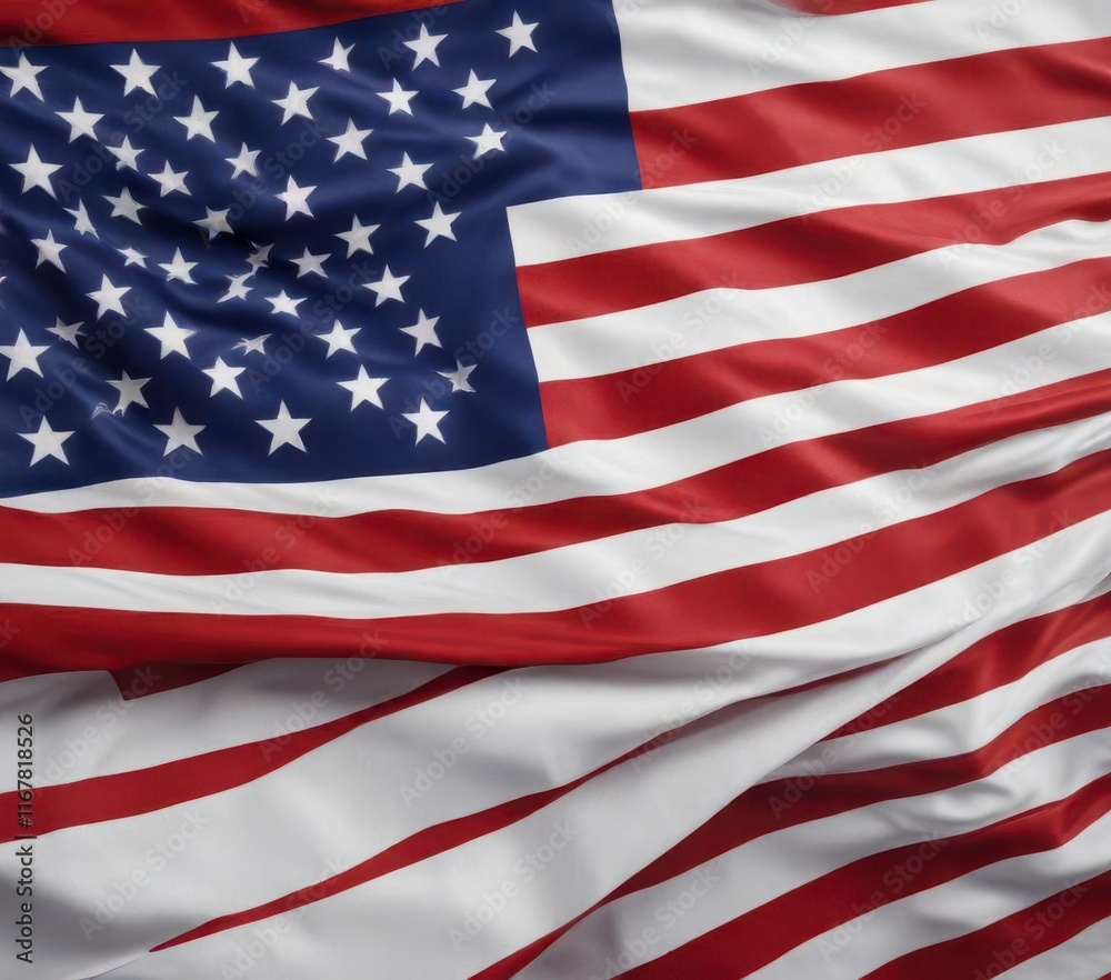 Red white blue rectangular flag with thirteen horizontal stripes and fifty star pattern at top , US national flag, red,