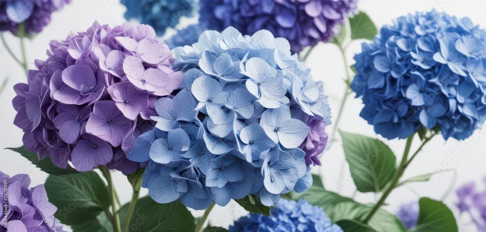 Vibrant watercolor hydrangeas in shades of blue and purple on a white background, watercolor art , vibrant colors, pink Vibrant watercolor hydrangeas in shades of blue and purple on a white background, watercolor art , vibrant colors, pink