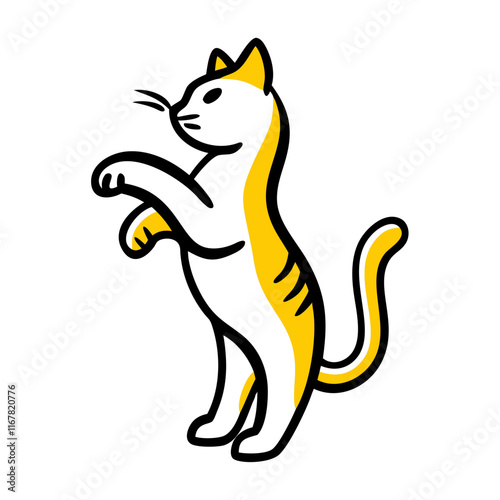 Playful cartoon cat standing on its hind legs 