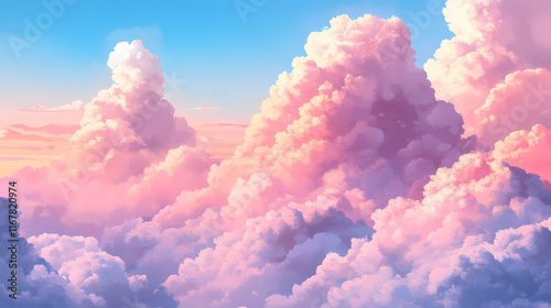Dramatic clouds with visible graininess. Clouded. Illustration