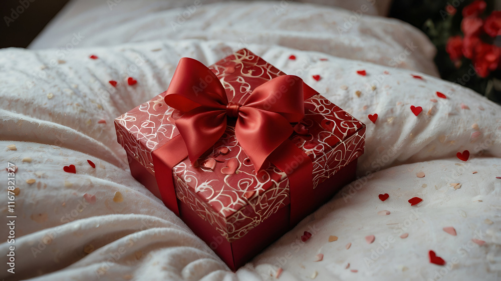 Beautifully wrapped New Year's gifts stacked together, featuring colorful paper, shimmering bows, and festive tags