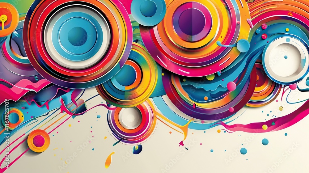 Fototapeta premium Artistic expression through circular and colorful design black 