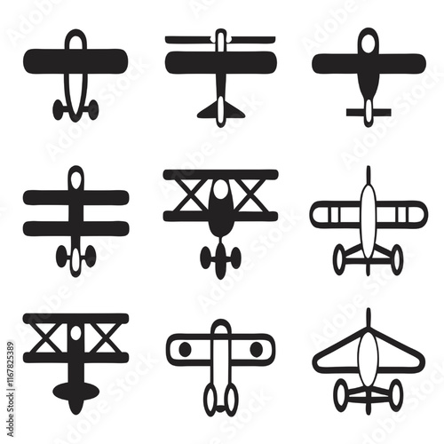 Vintage Airplane Icons Set 