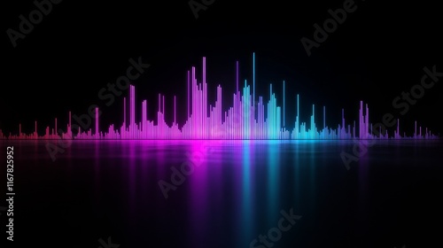 Vibrant Waveform Graph: Minimalist Sound Engineering Concept on Dark Background