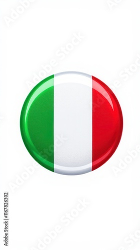 Italy Flag Icon in Standard Colors Displayed on a Circular Background for Computer Illustration Purposes. Generative AI