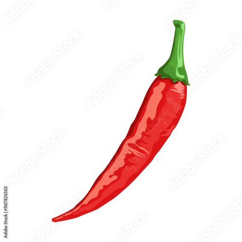 Red hot chili peppers Vector illustration Isolated on White Background.