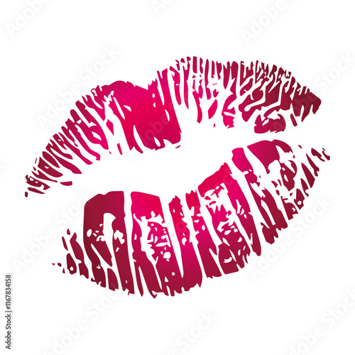 Red lips kiss vector icon on transparent background