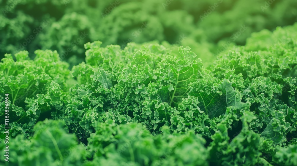 Serene Symmetry: Fresh Kale Leaves Arranged in Columns at Indoor Farm Serene Symmetry: Fresh Kale Leaves Arranged in Columns at Indoor Farm