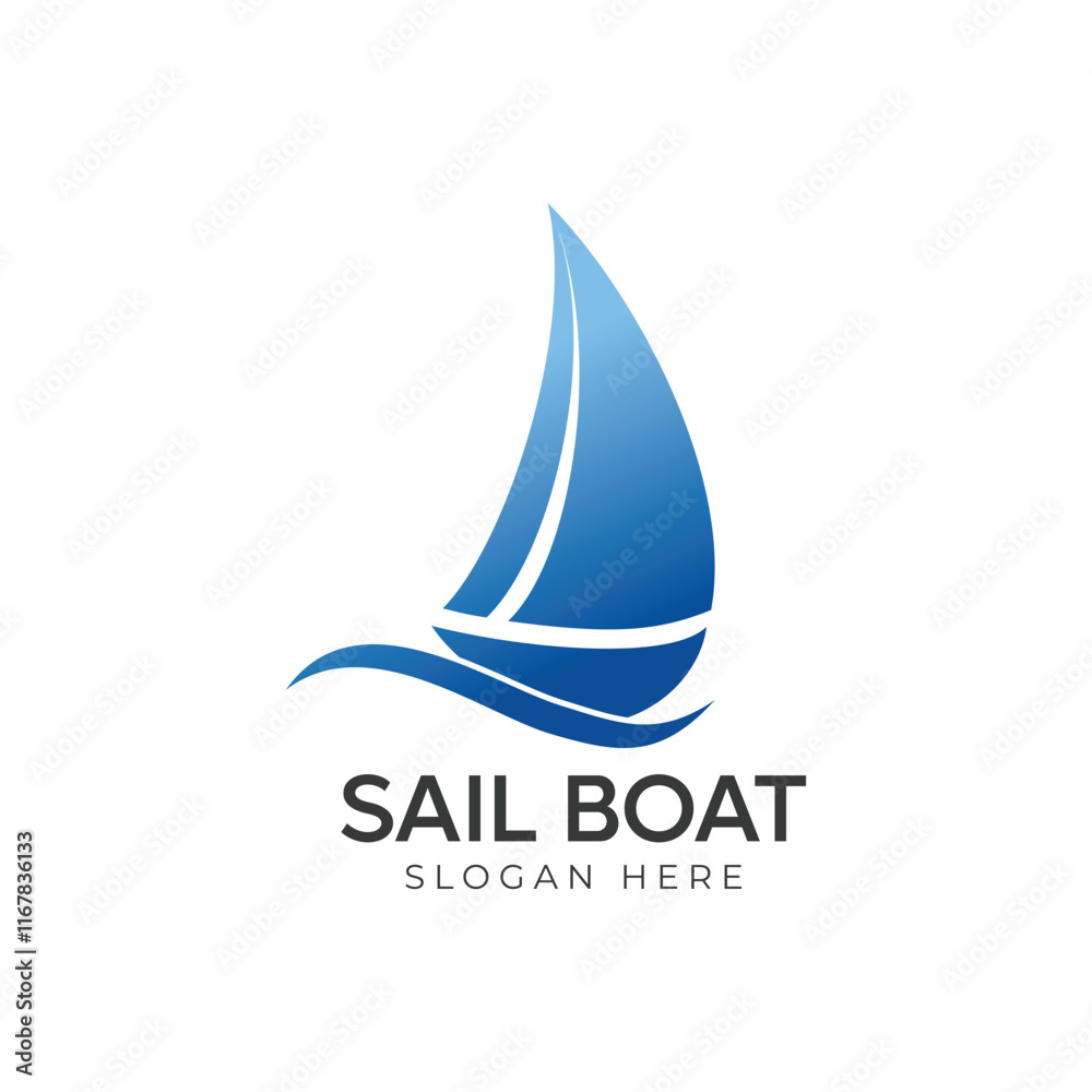 Modern and minimal boat logo icon, beach island vector template Modern and minimal boat logo icon, beach island vector template