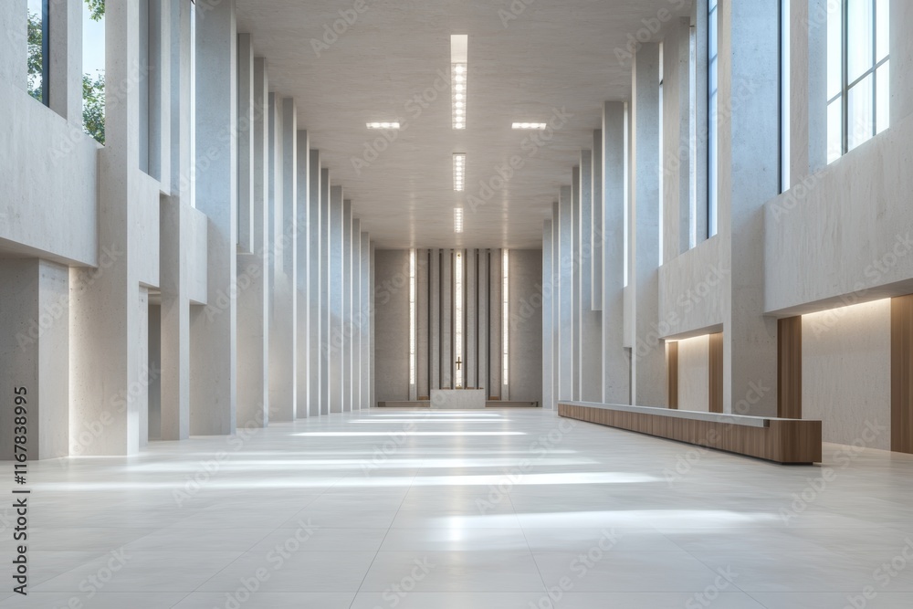 Large, empty room with a white ceiling and white walls Large, empty room with a white ceiling and white walls