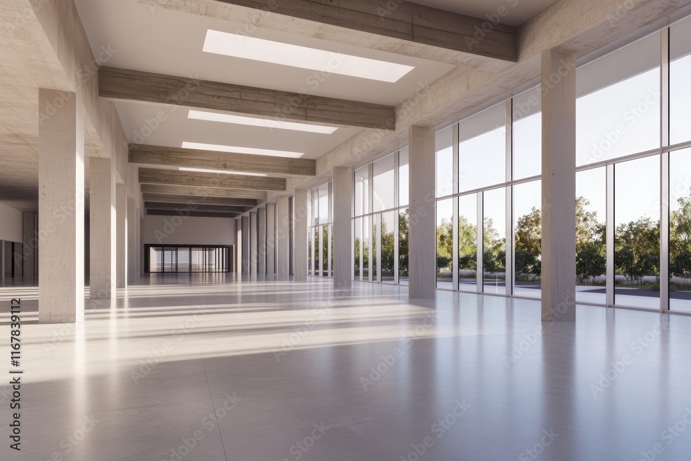 Large, empty room with a lot of windows Large, empty room with a lot of windows