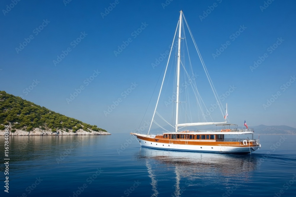 Large boat is sailing in the ocean Large boat is sailing in the ocean