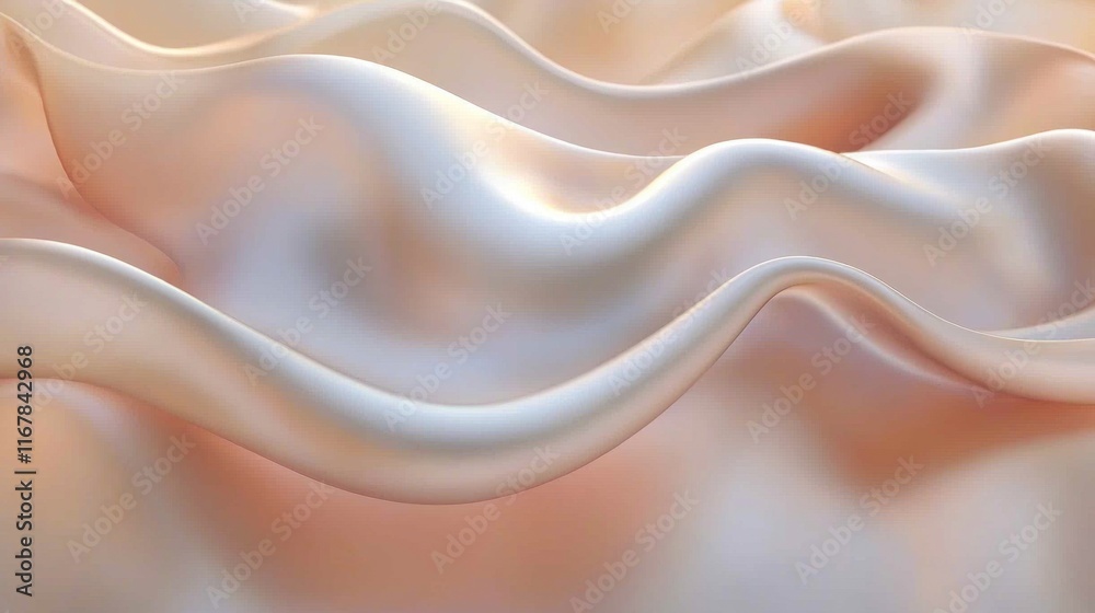Fototapeta premium Soft fabric waves in warm pastel colors create a tranquil and elegant visual effect for decorative purposes