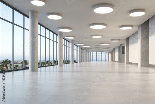 Large  empty room with a lot of windows