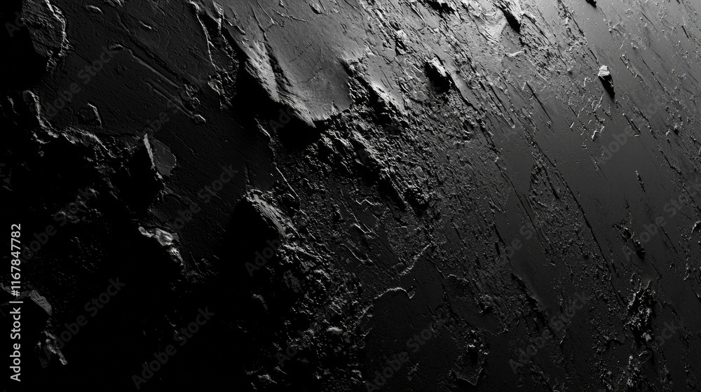 Fototapeta premium Surface texture of an alien landscape showcasing rugged terrain and shadows under low light conditions