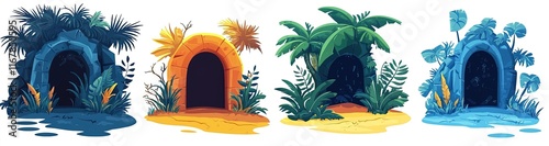Mysterious Cave Entrances - Perfect for Fantasy, Adventure, and Game Design