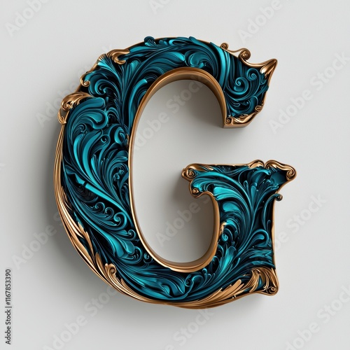 Elegant Aquamarine Letter G with Mocha Accents
