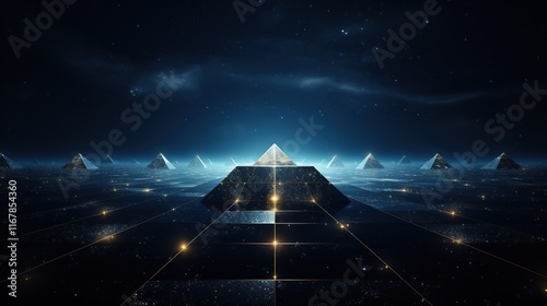 Depth symbols: abstract geometric shapes on a dark blue background, giving the impression of deep space