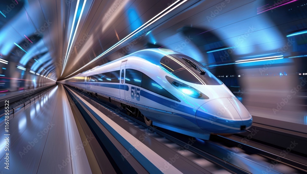 High-Speed Train Emerging from Tunnel High-Speed Train Emerging from Tunnel