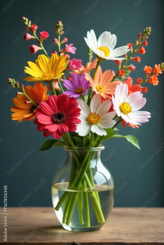 custom made wallpaper toronto digitalColorful wildflowers in a vase, soft petals and delicate stems, flowers, watercolor, nature