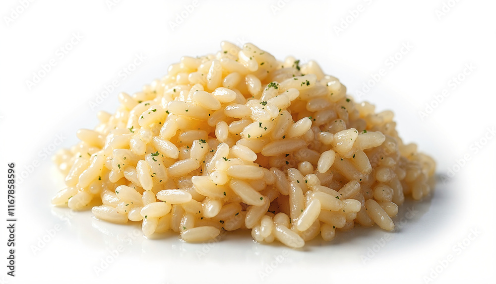 Italian Risotto in a creamy texture, sprinkled with fresh herbs, served on a pristine white plate, radiating a warm and inviting culinary ambiance Italian Risotto in a creamy texture, sprinkled with fresh herbs, served on a pristine white plate, radiating a warm and inviting culinary ambiance