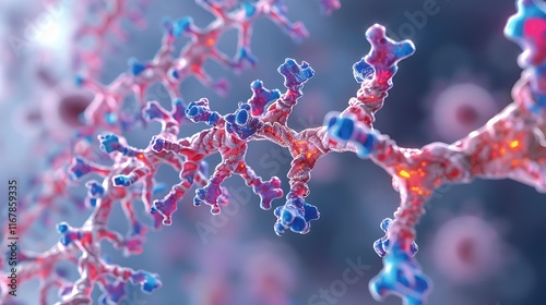 Close-up View of Colorful Molecular Structure Representing Complex Biological Processes in a Dynamic Bioenvironment photo