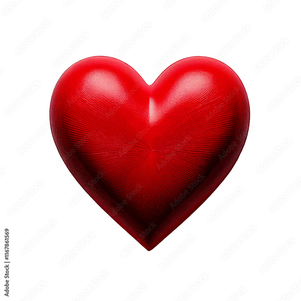Fototapeta premium 3d puffed red heart isolated on white transparent background