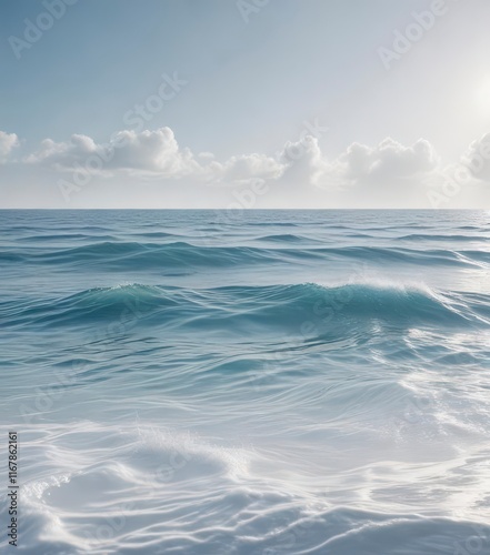Smooth blue waves on a white canvas resembling the surface of a calm lake or sea, smooth blue waves,  natural art,  gentle ripples