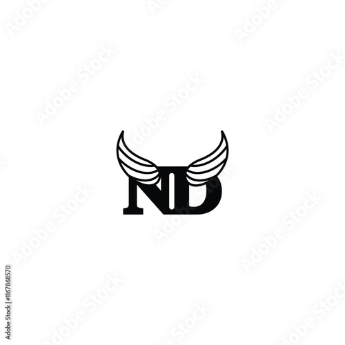 Wings ND DN Letter Logo with Modern Design photo