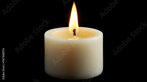 Single burning candle on dark background, remembrance, hope.