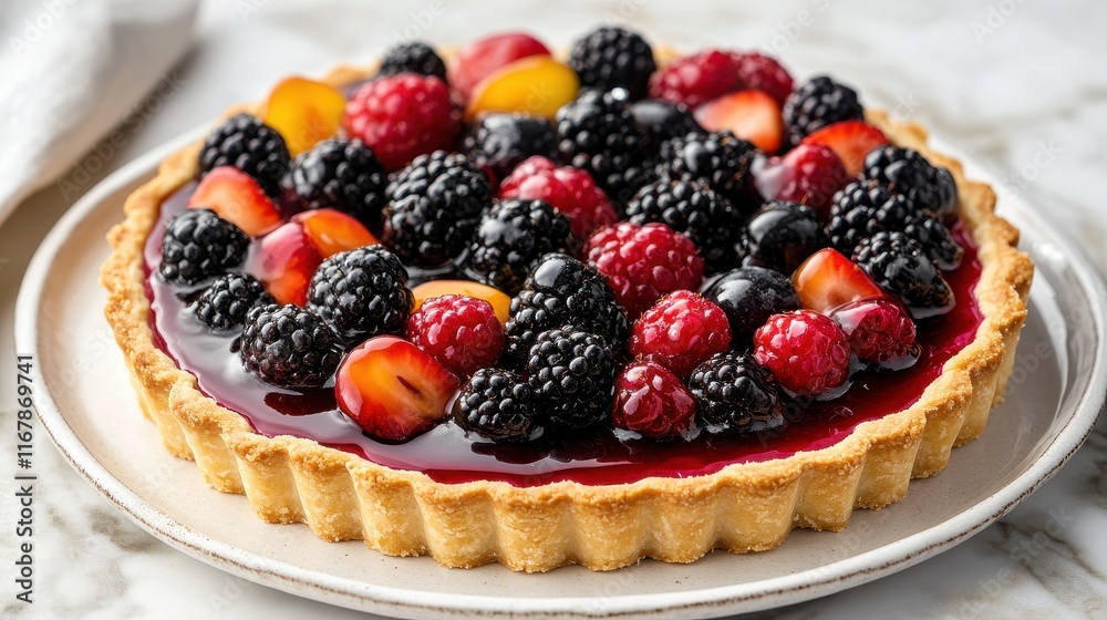 Fruit tart with fresh berries and glossy glaze Fruit tart with fresh berries and glossy glaze