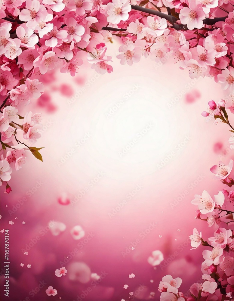 Fototapeta premium Sakura Blossoms Wedding Invitation Background