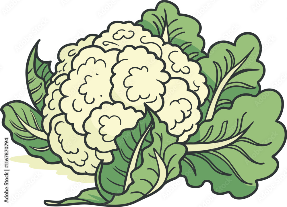cauliflower on white background vector art 