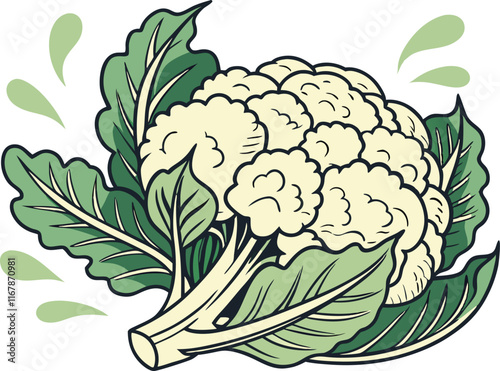 cauliflower on white background vector art 