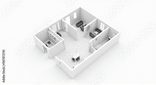 Obraz na płótnie 3d model house, house, home, building, 3d, architecture, plan, construction, design, isometric, model, vector, apartment, illustration, business, icon, estate, housing, interior, project, roof, reside w salonie