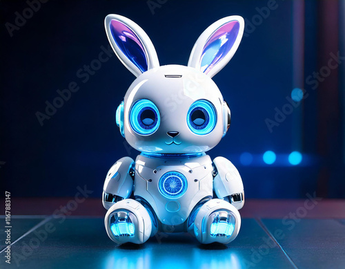 AI generated image of a toy robot rabbit.
