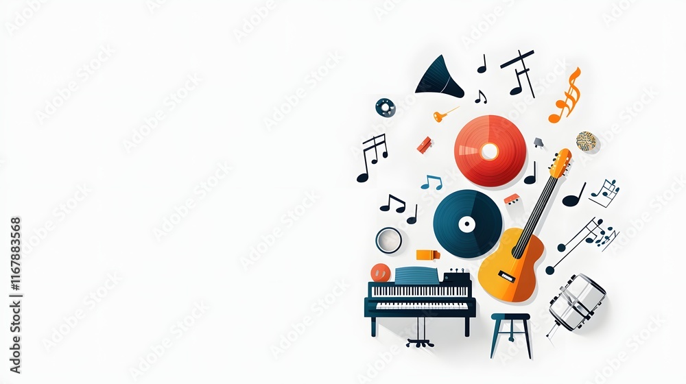 Fototapeta premium Musical Instruments and Notes Celebrate Harmony