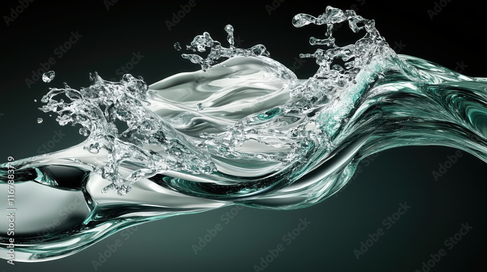 Abstract 3D Flowing Liquid-Like Wave Textures in Teal, Emerald Green, and Metallic Gray Gradient background wallpaper Abstract 3D Flowing Liquid-Like Wave Textures in Teal, Emerald Green, and Metallic Gray Gradient background wallpaper