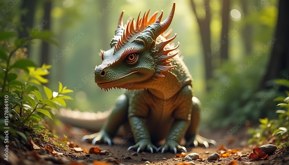 Enchanted Forest Dragon: A Mystical Creature in its Habitat Enchanted Forest Dragon: A Mystical Creature in its Habitat
