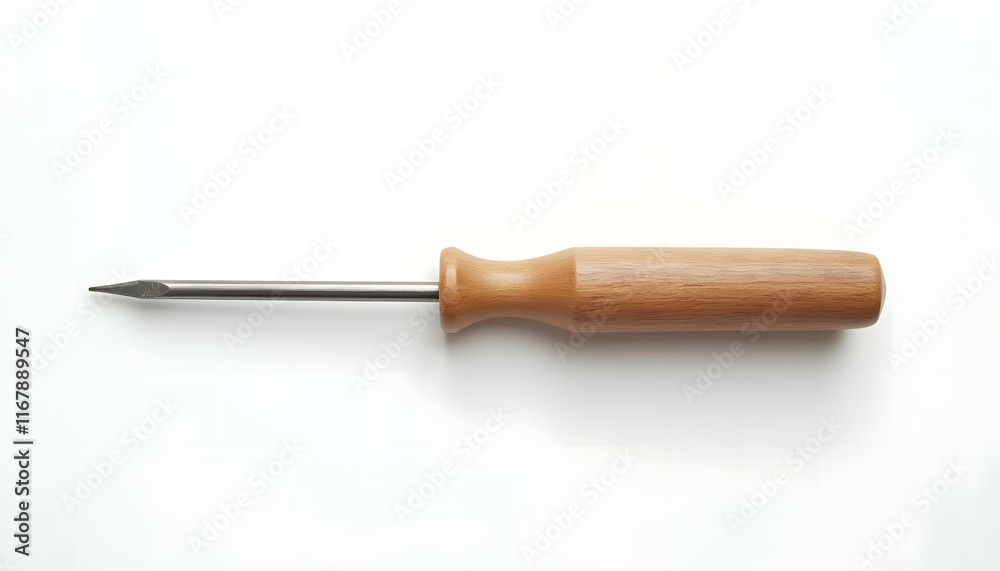 Fototapeta premium Wooden Handle Awl Tool on White Background