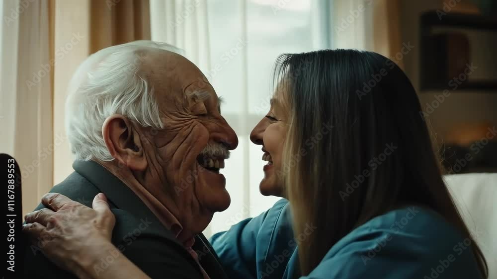 Elderly Man Laughing with Loving Companion
Elderly Man Laughing with Loving Companion