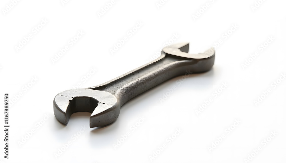 A Single Steel Wrench on White Background A Single Steel Wrench on White Background