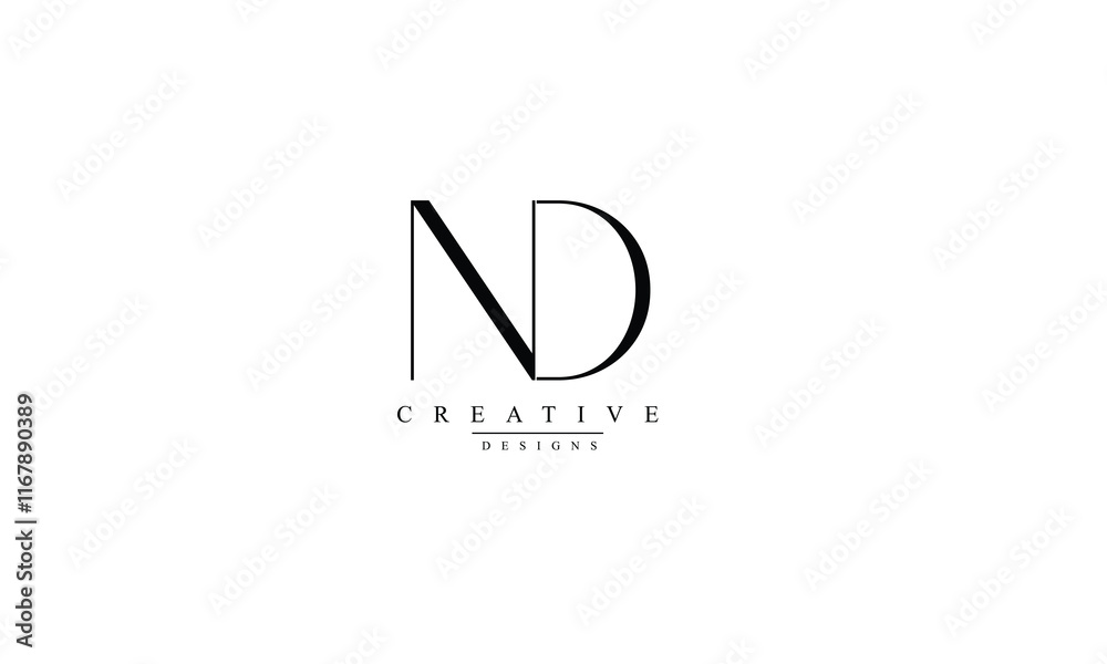 Alphabet letters Initials Monogram logo ND DN N D Alphabet letters Initials Monogram logo ND DN N D