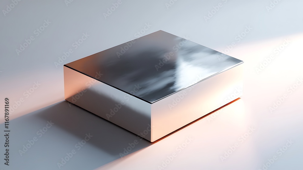 A polished box mockup with a sleek format, styled with reflective textures and sharp detailing on a white background A polished box mockup with a sleek format, styled with reflective textures and sharp detailing on a white background