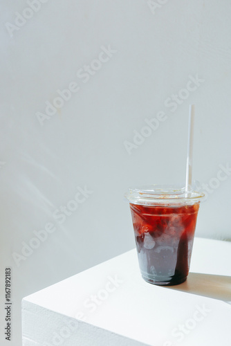 iced coffee on white table 