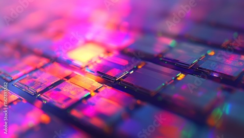 Wallpaper Mural Abstract Digital Landscape with Neon Colors Torontodigital.ca