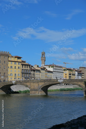 The Daily Life of the Arno River in Florence, Romantic Italy